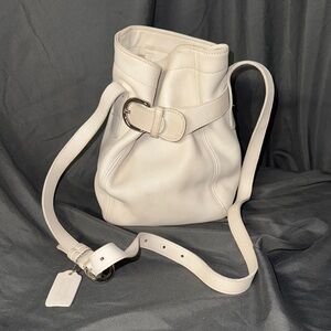 Coach White Leather Soho Belted Pouch Bucket Bag style 4156